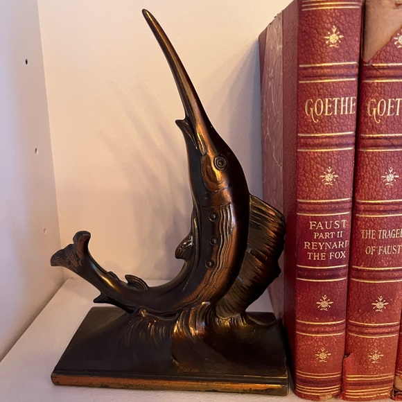 Vintage Cast Metal Marlin Swordfish Bookends. - Picture 2 of 4